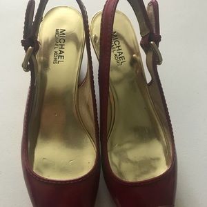 Michael Kors wedges burgundy Leather upper shoes